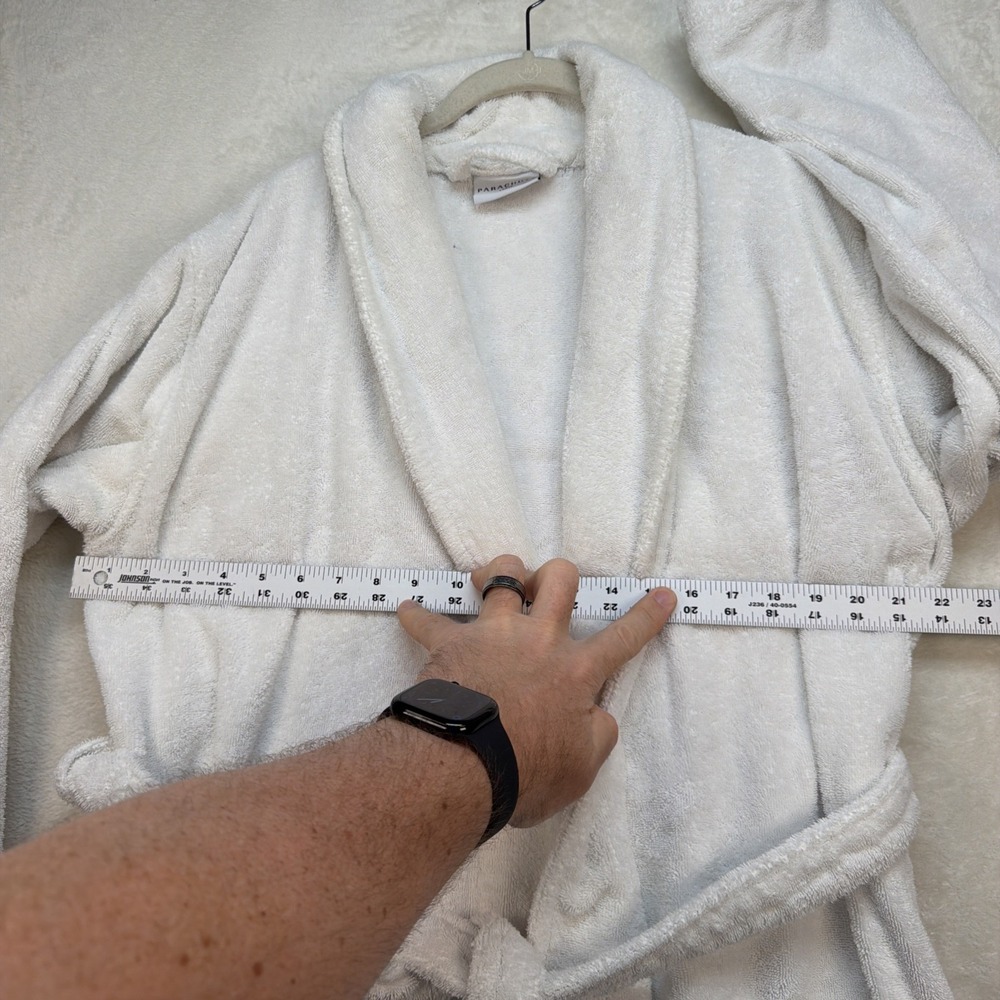 Parachute Terry Cloth Bath Robe Mens Large White Spa Hotel Cotton Belted - Picture 5 of 10